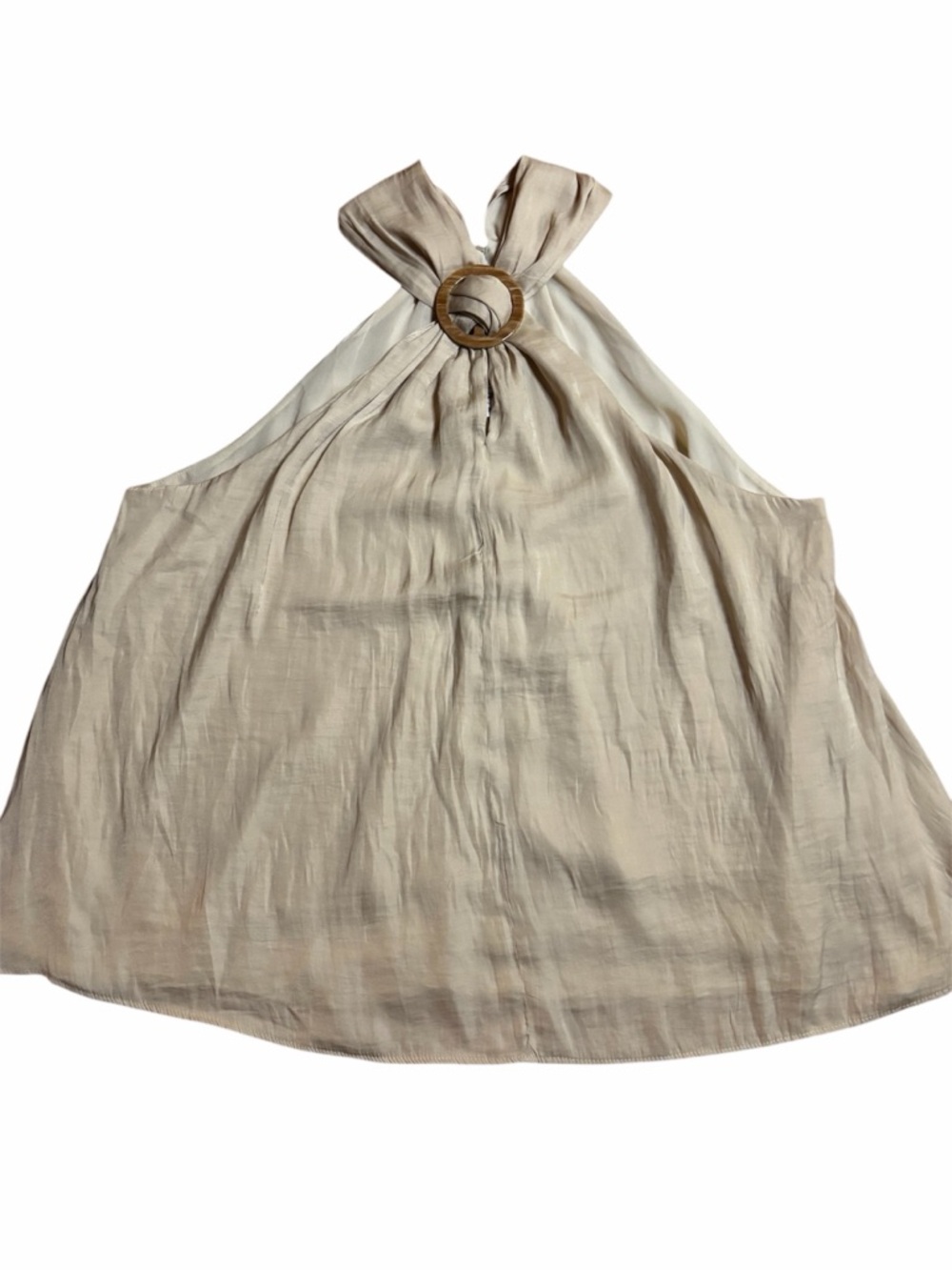 435. Magnolia Boutique Beige Halter Top O-Ring Detail Flowy Resort Style - Picture 6 of 8